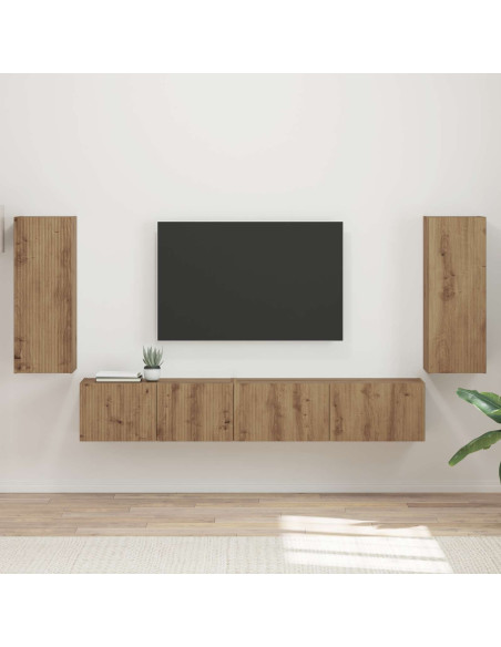 Set mobile TV 4 pcs Rovere artigianale Legno multistrato