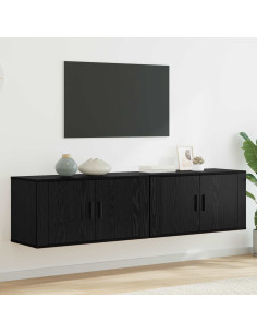 Set Mobile TV da Parete 2 pcs Rovere Nero 80 x 34,5 x 40 cm