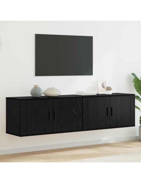 Set Mobile TV da Parete 2 pcs Rovere Nero 80 x 34,5 x 40 cm