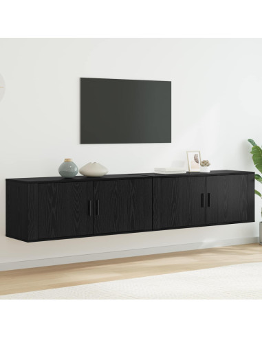 Set Mobile TV da Parete 2 pcs Rovere Nero 100 x 34,5 x 40 cm