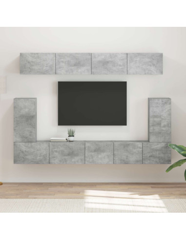 Set mobile TV 5 pcs Grigio cemento Legno multistrato