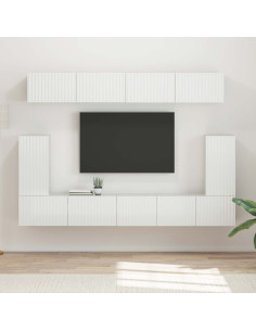 Set mobile TV 5 pcs Bianco Lucido Legno multistrato