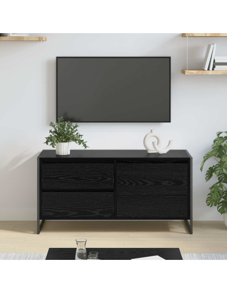 Mobile TV Rovere Nero 100 x 36 x 49.5 cm Legno multistrato