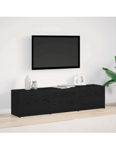 Mobile TV con LED con cassetto Rovere Nero 162 x 34 x 40 cm
