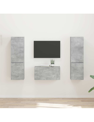 Set mobile TV 5 pcs Grigio cemento Legno multistrato
