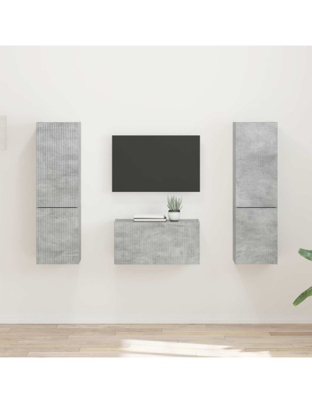 Set mobile TV 5 pcs Grigio cemento Legno multistrato