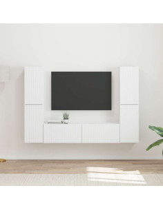 Set mobile TV 6 pcs Bianco Legno multistrato