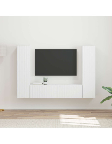 Set mobile TV 6 pcs Bianco Legno multistrato