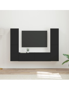 Set mobile TV 6 pcs Nero Legno multistrato