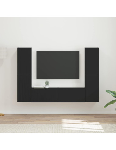 Set mobile TV 6 pcs Nero Legno multistrato