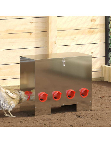 Feeder per pollo Argento 60,5 x 29 x 51 cm Acciaio zincato