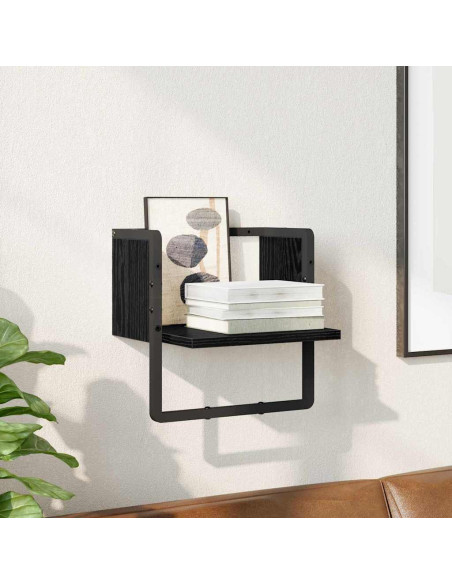 Scaffale da parete con lo scaffale Rovere Nero 30 x 25 x 30 cm