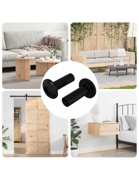 Dadi a Manica 2 pcs Nero M4 x 14,5 mm Ferro