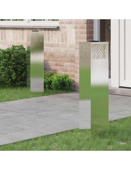 Faro LED solare per sentieri 2 pcs Argento Acciaio inossidabile