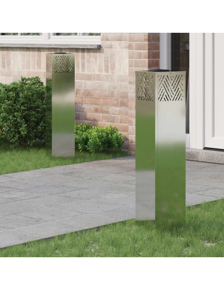 Faro LED solare per sentieri 2 pcs Argento Zincato