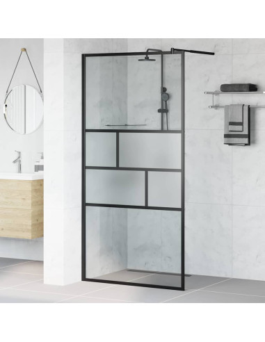 Parete Doccia Walk-in Nero 80 x 195 x 0.5 cm Vetro e Alluminio