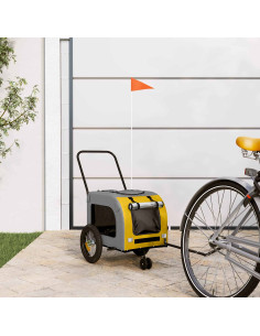 Rimorchio per bicicletta per animali domestici Giallo e Grigio