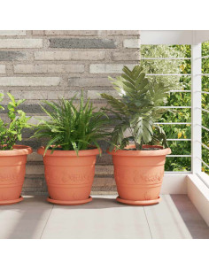 Vaso Rotondo per Fiori 24 pcs Rosso Mattone Ø 26 x 21.5 cm