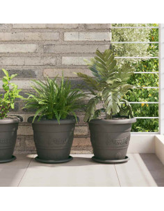 Vaso Rotondo per Fiori 24 pcs Nero Ø 26 x 21.5 cm Plastica