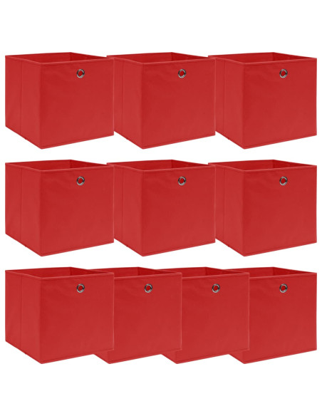 Scatole Portaoggetti 10pz Rosse 32x32x32 cm Tessuto