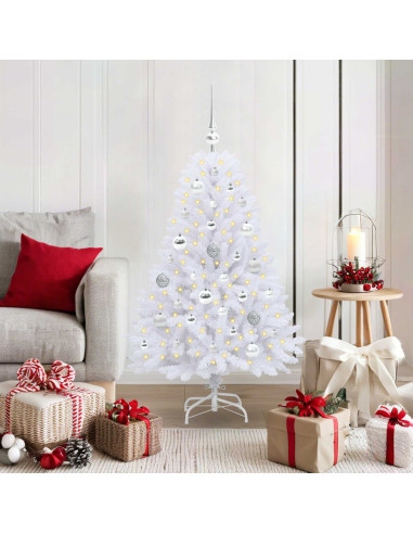 Albero di Natale Artificiale con Rami Pieghevoli Bianco 120 cm