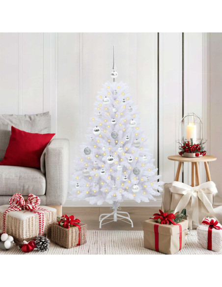 Albero di Natale Artificiale con Rami Pieghevoli Bianco 120 cm