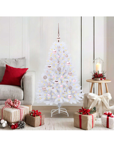 Albero di Natale Artificiale con Rami Pieghevoli Bianco 120 cm
