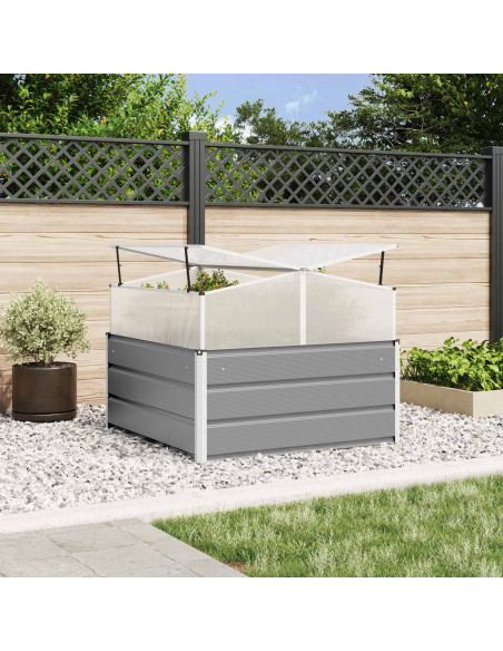 Fioriera Grigio chiaro 100 x 100 x 77 cm Acciaio zincato