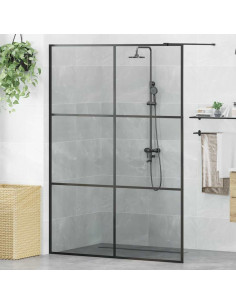 Parete Doccia Walk-in Nero 140 x 195 cm vetro temperato