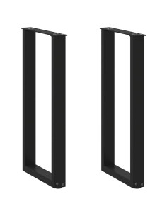 Gambe per Tavolo Consolle a Forma di U 2 pz Nere 38x(72-73) cm Acciaio