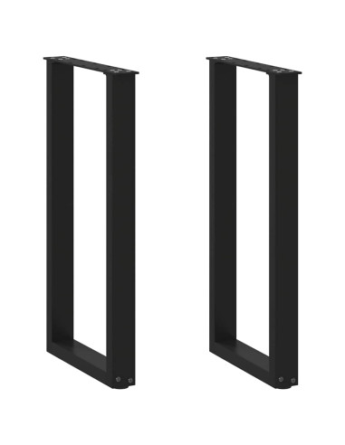 Gambe per Tavolo Consolle a Forma di U 2 pz Nere 38x(72-73) cm Acciaio