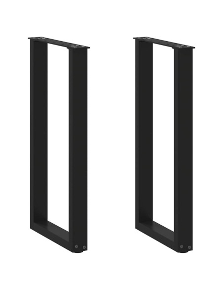 Gambe per Tavolo Consolle a Forma di U 2 pz Nere 38x(72-73) cm Acciaio