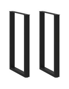 Gambe per tavolo da bar a forma di U 2 pz nere 60x(100-101) cm in acciaio