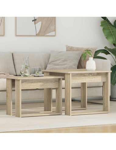 Set di Tavolini da Caffè 2 pcs Rovere Sonoma Legno multistrato