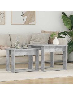 Set di Tavolini da Caffè 2 pcs Grigio cemento Legno multistrato