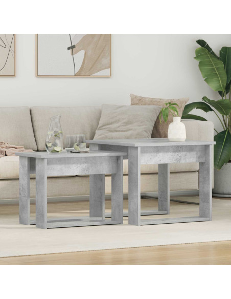 Set di Tavolini da Caffè 2 pcs Grigio cemento Legno multistrato
