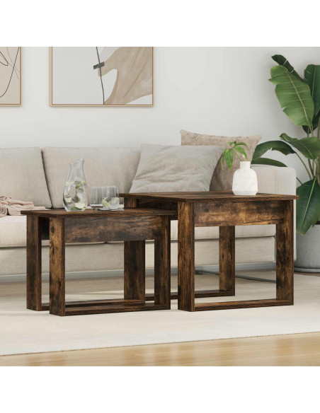 Set di Tavolini da Caffè 2 pcs Rovere fumé Legno multistrato