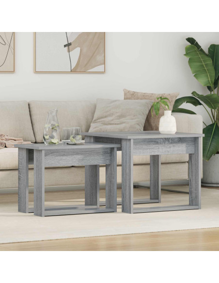 Set di Tavolini da Caffè 2 pcs Grigio Sonoma Legno multistrato