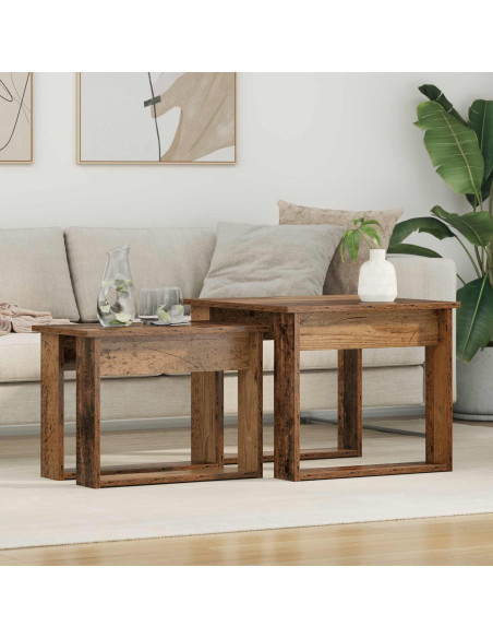 Set di Tavolini da Caffè 2 pcs Legno vecchio Legno multistrato