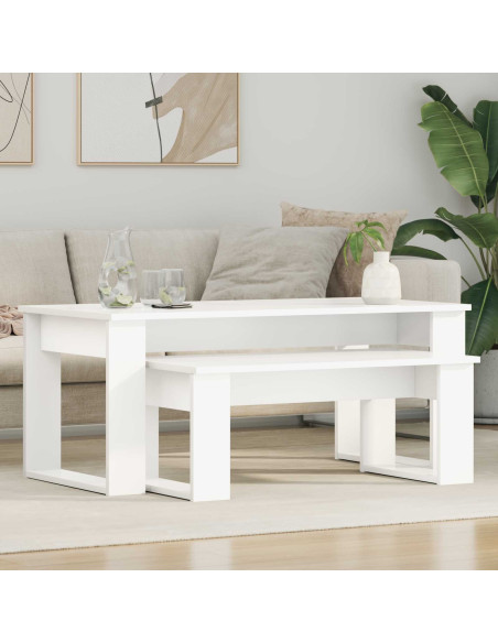 Set di Tavolini da Caffè 2 pcs Bianco Legno multistrato