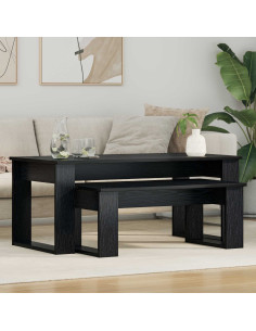 Set di Tavolini da Caffè 2 pcs Rovere Nero Legno multistrato