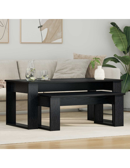 Set di Tavolini da Caffè 2 pcs Rovere Nero Legno multistrato