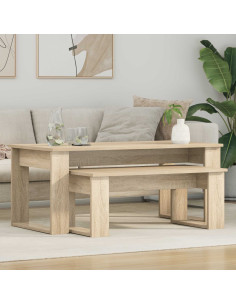 Set di Tavolini da Caffè 2 pcs Rovere Sonoma Legno multistrato