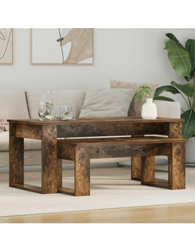 Set di Tavolini da Caffè 2 pcs Rovere fumé Legno multistrato