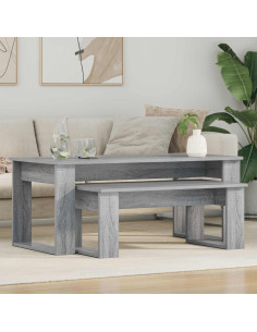 Set di Tavolini da Caffè 2 pcs Grigio Sonoma Legno multistrato