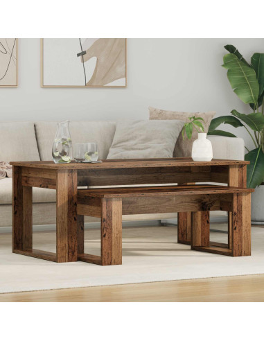 Set di Tavolini da Caffè 2 pcs Legno vecchio Legno multistrato