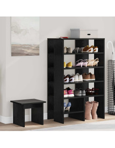 Mobile per scarpe 2 pcs Rovere Nero Legno multistrato