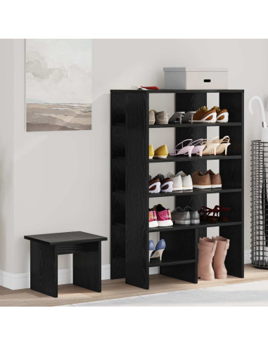 Mobile per scarpe 2 pcs Rovere Nero Legno multistrato