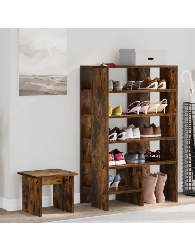 Mobile per scarpe 2 pcs Rovere fumé Legno multistrato