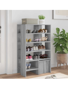 Mobile per scarpe 2 pcs Grigio Sonoma Legno multistrato